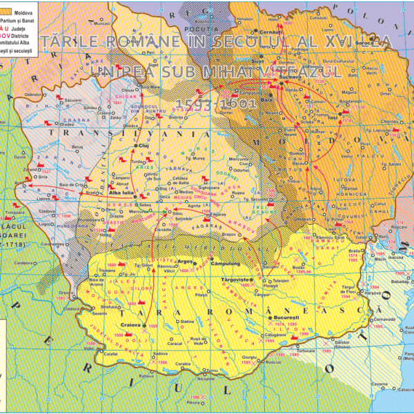 Harta de perete a Tarilor Romane in sec. al-XVI-lea